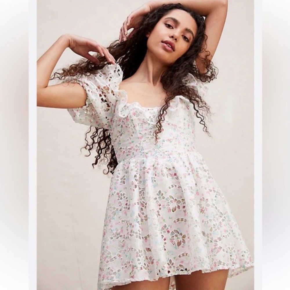 For Love & Lemons Magnolia Mini Dress Size M NWT White